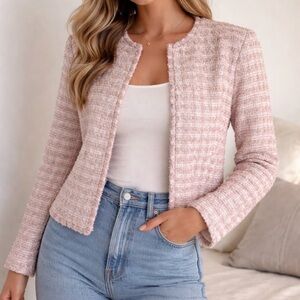 Calvin Klein Light Pink Tweed Blazer
